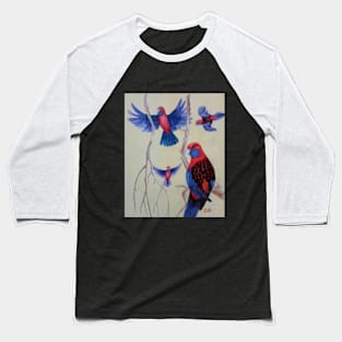 Beautiful Australian Crimson Rosella Parrots Baseball T-Shirt